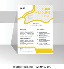 Innovative Modern Idea Of Flyer Design With Dynamic Abstract Round Shapes Consisting Design Of The Company Trendy Flyer Template Layout With Elegant Bright Yellow And White Color