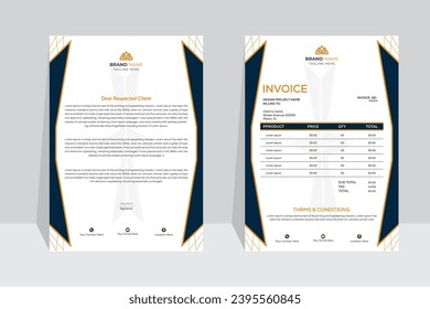 Innovative, modern, unique, tidy, and professional business letterhead and invoice template design with lots of color and concept variations for a corporate company.