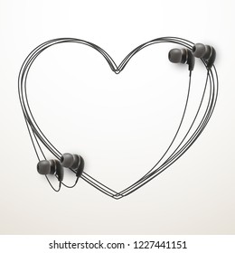 Innovative music quotation template in headphones quotes isolated on backdrop. Creative banner illustration with quote in a frame wire with Black quotes. speech bubble Template modern headset design.