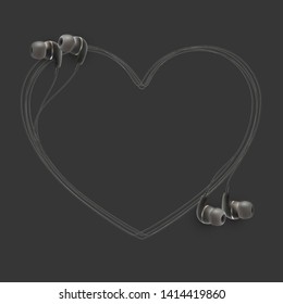 Innovative music quotation template in headphones quotes isolated on backdrop. Creative banner illustration with quote in a frame wire with Black quotes. speech bubble Template modern headset design.