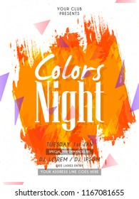 Innovative Party Flyers with creative design illustration for Colors Night Party Flyer or Brochures.