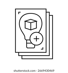 conceito de produto inovador pesquisa desenvolvimento linha ícone vetor. conceito de produto inovador pesquisa desenvolvimento sinal.