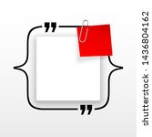 Innovative quotation template in quotes against the White backdrop. Red paper Creative banner illustration with a quote in a frame with quotes. Red Color paper template modern typography design.
