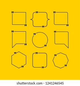 Innovative quotation template in quotes against the Yellow backdrop. Creative banner illustration with a quote in a frame with quotes. Yellow Color paper template modern typography design.