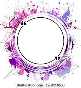 Innovative quotation template in quotes against the Blue backdrop. Creative banner illustration with a quote in a frame with quotes. Blue Color paper template modern typography design.