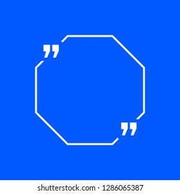 Innovative quotation template in quotes against the Blue backdrop. Creative banner illustration with a quote in a frame with quotes. Blue Color paper template modern typography design.