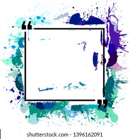 Innovative quotation template in quotes against the Blue backdrop. Creative banner illustration with a quote in a frame with quotes. Blue Color paper template modern typography design.
