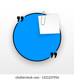 Innovative quotation template in quotes against the White backdrop. Blue paper Creative banner illustration with a quote in a frame with quotes. Blue Color paper template modern typography design.