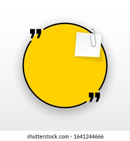 Innovative quotation template in quotes against the White backdrop. Yellow paper Creative banner illustration with a quote in a frame with quotes. Yellow Color paper template modern typography design.