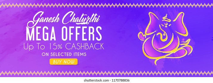Innovative sale abstract or poster for Ganesh Chaturthi Mega Offers with nice and creative design illustration.