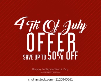 Innovative Sale abstract or poster for Independence Day of USA, 4th of July Offer, with creative design illustration.