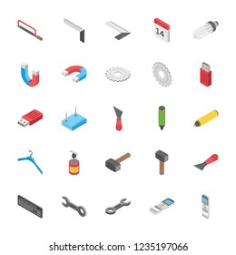 An innovative set of objects icons is providing three dimensional visuals to grab the attention of viewers. You will find almost each and everything to be used in everyday routine such as park sewing 