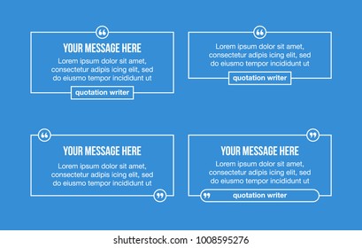 Innovative set vector quotation template in quotes against the Blue backdrop. Creative vector banner illustration with a quote in a frame with quotes. Color paper template modern typography design.