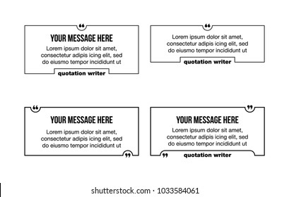 Innovative set vector quotation template in quotes against the White backdrop. Creative vector banner illustration with a quote in a frame with quotes. Color paper template modern typography design.