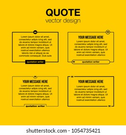 Innovative set vector quotation template in quotes against the Yellow backdrop. Creative vector banner illustration with a quote in a frame with quotes. Color paper template modern typography design.