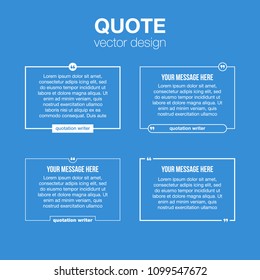 Innovative set vector quotation template in quotes against the Blue backdrop. Creative vector banner illustration with a quote in a frame with quotes. Color paper template modern typography design.