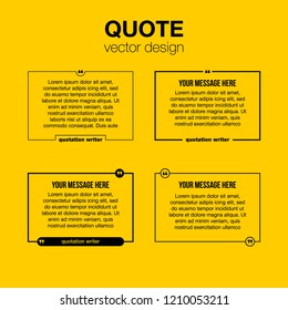 Innovative set vector quotation template in quotes against the Yellow backdrop. Creative vector banner illustration with a quote in a frame with quotes. Color paper template modern typography design.