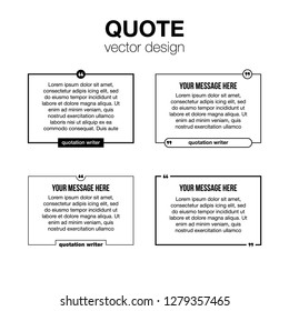Innovative set vector quotation template in quotes against the White backdrop. Creative vector banner illustration with a quote in a frame with quotes. Color paper template modern typography design.