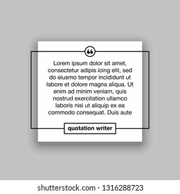 Innovative set vector quotation template in quotes against the White backdrop. Creative vector banner illustration with a quote in a frame with quotes. Color paper template modern typography design.