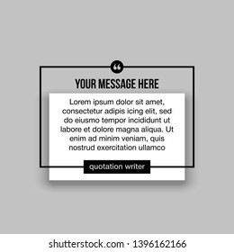 Innovative set vector quotation template in quotes against the White backdrop. Creative vector banner illustration with a quote in a frame with quotes. Color paper template modern typography design.