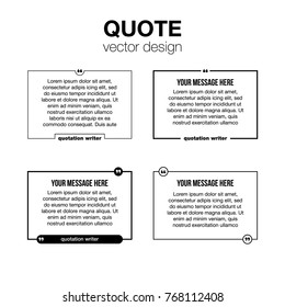 Innovative set vector quotation template in quotes against the White backdrop. Creative vector banner illustration with a quote in a frame with quotes. Color paper template modern typography design.