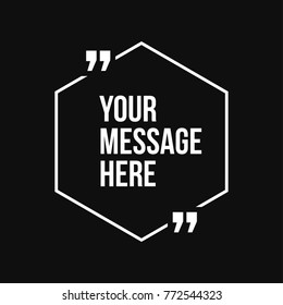 Innovative set vector quotation template in quotes against the Black backdrop. Creative vector banner illustration with a quote in a frame with quotes. Color paper template modern typography design.