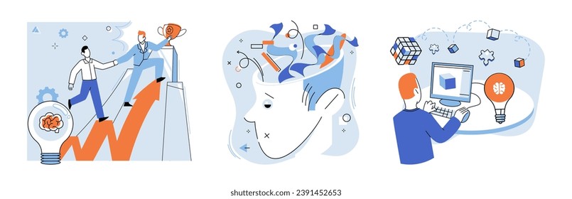 Innovative solution vector illustration. The heartbeat success is composed by orchestrated notes innovation and smart thinking In realm business, innovation is compass pointing toward shores success