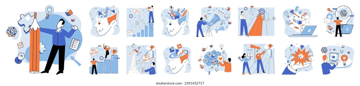 Innovative solution vector illustration. Intelligence and creativity are architects designing blueprint innovative solutions The creative process is canvas where innovation paints strokes achievement