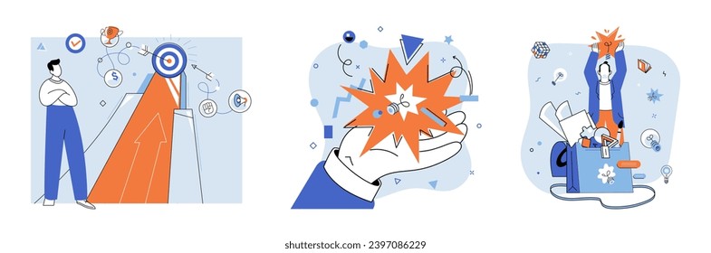 Innovative solution vector illustration. Progress is harmonious melody played by instruments innovation and creativity The success symphony is composed by orchestrated notes innovation Efficient minds