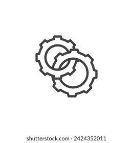 Icono de línea Soluciones innovadoras. signo de estilo lineal para concepto móvil y diseño web. Icono de vector de contorno de engranajes de entrelazado. Símbolo, ilustración del logotipo. Gráficos vectoriales