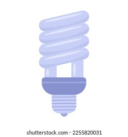 Lámpara de luz espiral innovadora. Ilustración vectorial de la bombilla LED, incandescente o halógena. Caricatura de lámpara eléctrica brillante brillante aislada en blanco. Concepto de ahorro de energía