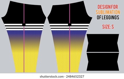 Innovadora sublimación para patas con texturas geométricas degradadas de morado a beige y acentos negros con rayas blancas.  Listo para usar.