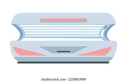 Innovative Tanning Device Semi Flat Color Vector Object. Full Sized Item On White. Using Artificial Light Sources. Tanning Bed Simple Cartoon Style Illustration For Web Graphic Design And Animation