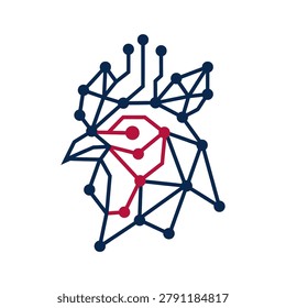 Innovative tech-focused avian logo using network nodes and lines. Perfect for software development, data analytics, or digital communication brands.