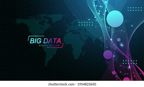 Innovative technologies for processing big data, analysis and structuring of information. Big data visualization. Big data machine learning algorithms. Capturing data. Futuristic vector illustration