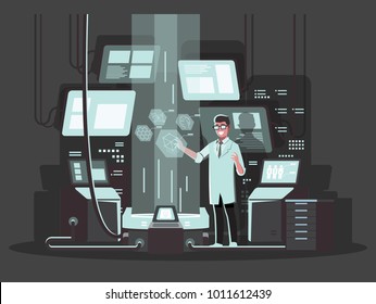 Innovative technologies in use.  ,Vector illustration cartoon character