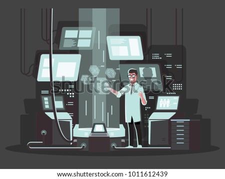 Innovative technologies in use.  ,Vector illustration cartoon character