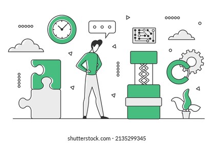 Innovative technology equipment. Programming and development software tools vector monocolor illustration