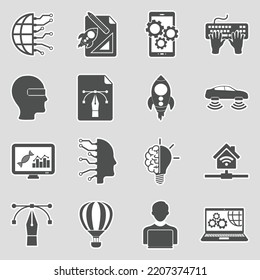 Innovative Technology Icons. Sticker Design. Vector Illustration.