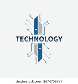 Innovative technology logo template with geometric lines and modern abstract symbol for branding