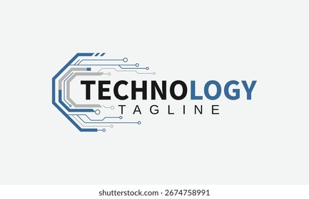 Innovative technology logo template with geometric lines and modern abstract symbol for branding