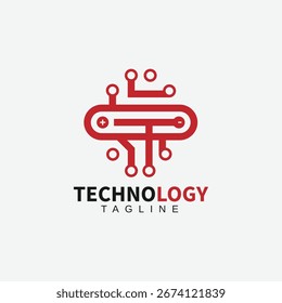 Vetor de logotipo de tecnologia inovadora com símbolos abstratos e design digital inspirado em tecnologia
