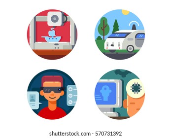 Innovative technology set icons