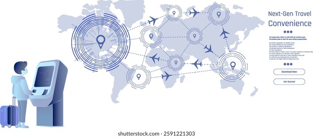 Innovative travel kiosk facilitating seamless trip planning in an interconnected world.