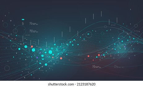 Innovative unstructured big data processing and analysis, database organization visualization, digital information analytics and statistics, tech vector background