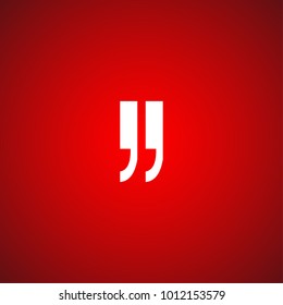 Innovative vector basic quotation marks template in quotes against the Red backdrop. Creative banner illustration with a quote in frame with quotes. red Color paper template modern typography design.