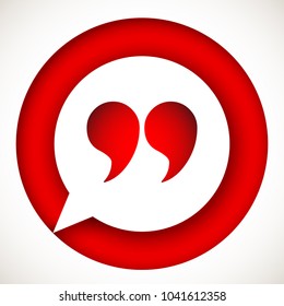 Innovative vector basic quotation marks template in quotes against the Red backdrop. Creative banner illustration with a quote in frame with quotes. red Color paper template modern typography design.