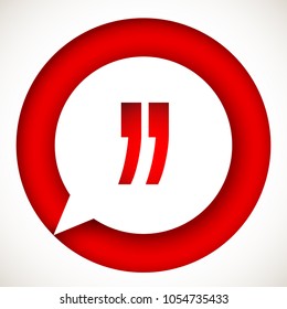 Innovative vector basic quotation marks template in quotes against the Red backdrop. Creative banner illustration with a quote in frame with quotes. red Color paper template modern typography design.
