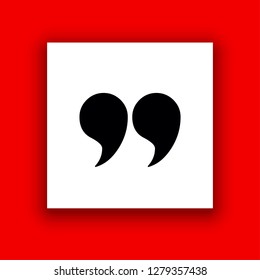 Innovative vector basic quotation marks template in quotes against the Red backdrop. Creative banner illustration with a quote in frame with quotes. red Color paper template modern typography design.