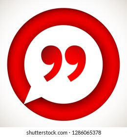 Innovative vector basic quotation marks template in quotes against the Red backdrop. Creative banner illustration with a quote in frame with quotes. red Color paper template modern typography design.
